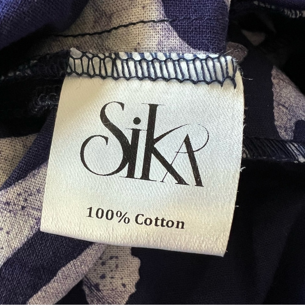 New! Sika Purple Leaf Print Cotton Maxi Shirt Dress 17509 - Picture 10 of 11